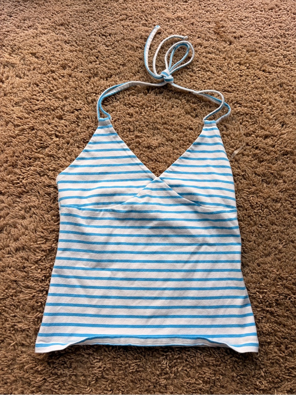wild fable White and Light Blue Striped Halter Tank Top